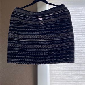 Black and white striped mini skirt